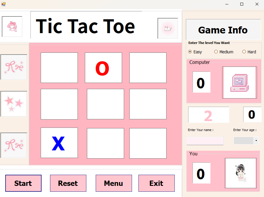 Playing Tic Tac Toe against the computer